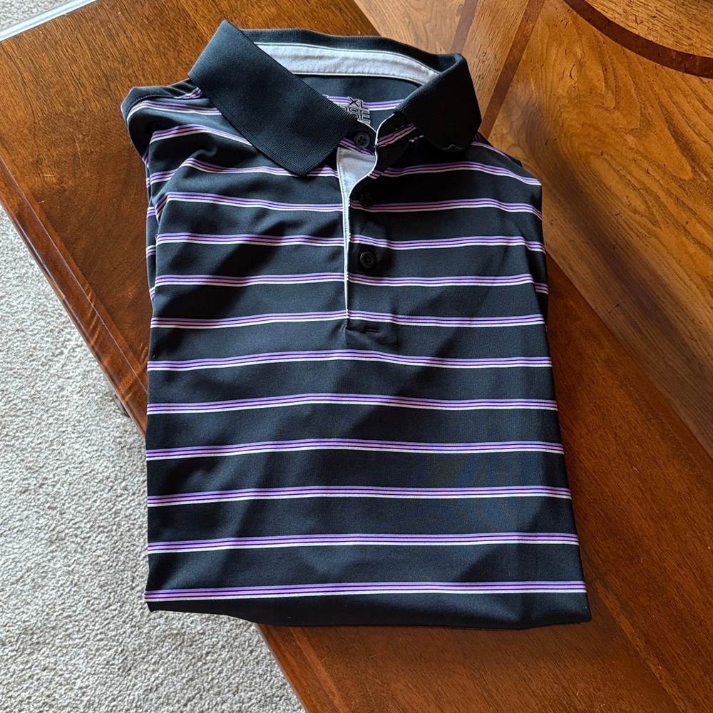 Under Armour Black Polo with Purple Stripes